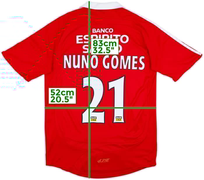 2007-08 Benfica Home Shirt Nuno Gomes #21 - 8/10 - (M)