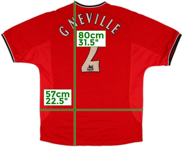2000-02 Manchester United Home Shirt G Neville #2 - 5/10 - (XL)