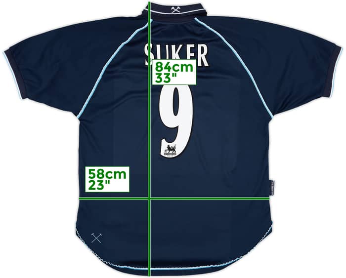 1999-01 West Ham Third Shirt Suker #9 - 9/10 - (XL)