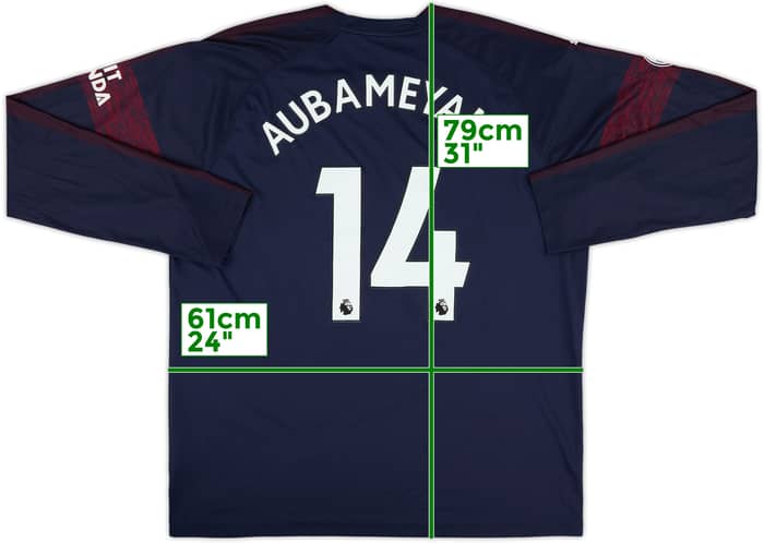 2018-19 Arsenal Away L/S Shirt Aubameyang #14 - 10/10 - (XL)