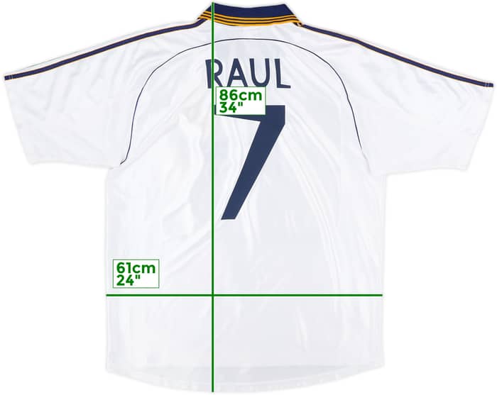 1998-00 Real Madrid Home Shirt Raul #7 - 9/10 - (XL)