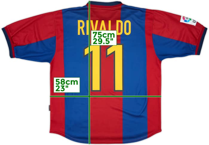 1998-00 Barcelona Home Shirt Rivaldo #11 - 9/10 - (L)