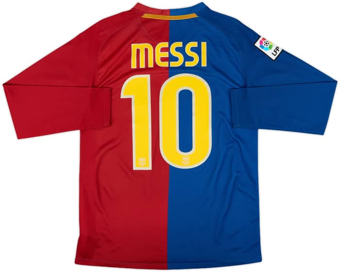2008-09 Barcelona Home L/S Shirt Messi #10 - 8/10 - (XL.Boys)
