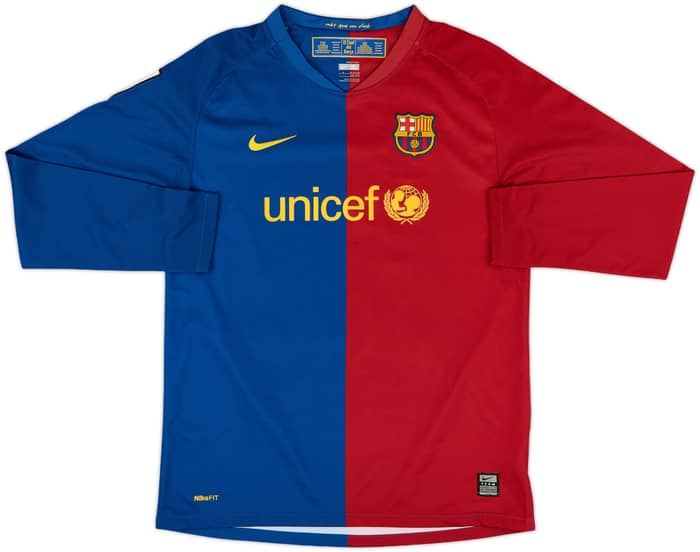 2008-09 Barcelona Home L/S Shirt Messi #10 - 8/10 - (XL.Boys)