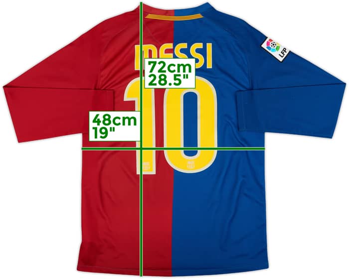 2008-09 Barcelona Home L/S Shirt Messi #10 - 8/10 - (XL.Boys)