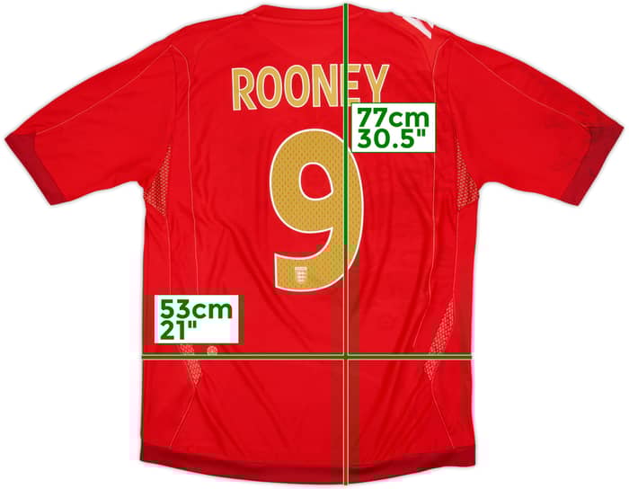 2006-08 England Away Shirt Rooney #9 - 6/10 - (L)