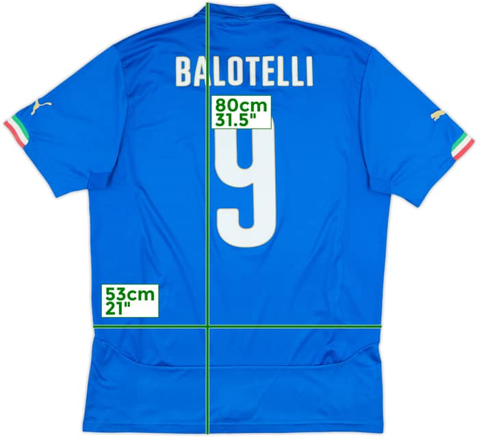 2014-15 Italy Home Shirt Balotelli #9 - 9/10 - (XL)