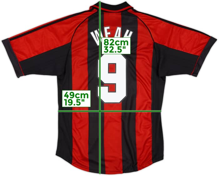 1998-00 AC Milan Home Shirt Weah #9 - 5/10 - (L)