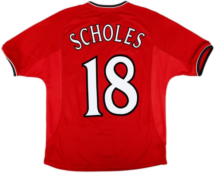 2000-02 Manchester United Home Shirt Scholes #18 - 10/10 - (Y)
