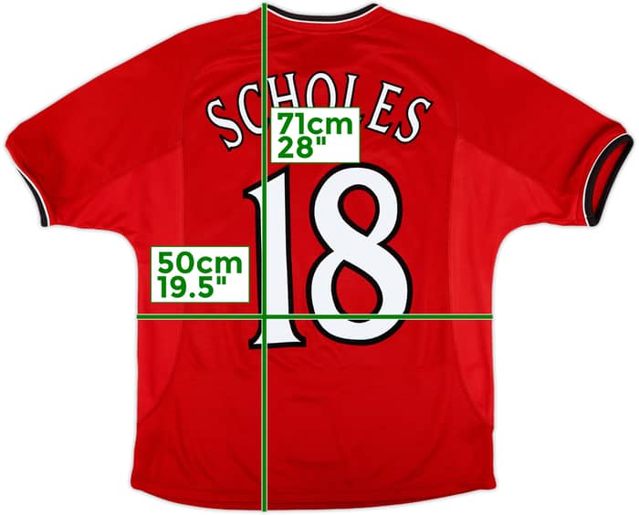 2000-02 Manchester United Home Shirt Scholes #18 - 10/10 - (Y)
