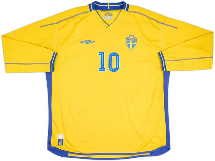 2003-04 Sweden Home L/S Shirt Ibrahimovic #10 - 6/10 - (XXL)