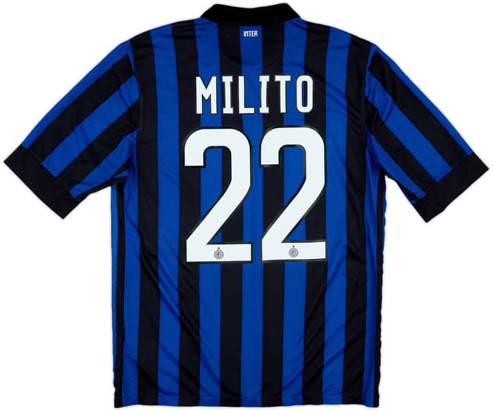 2011-12 Inter Milan Home Shirt Milito #22 - 7/10 - (M)