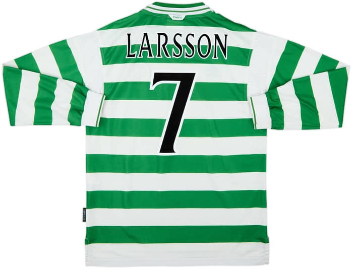 1999-01 Celtic Home L/S Shirt Larsson #7 - 8/10 - (L)