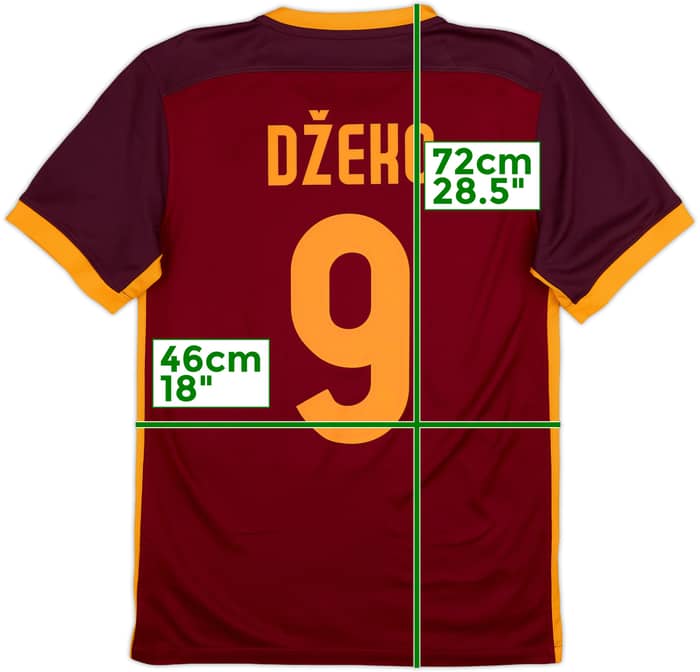2015-16 Roma Home Shirt Dzeko #9 - 8/10 - (S)