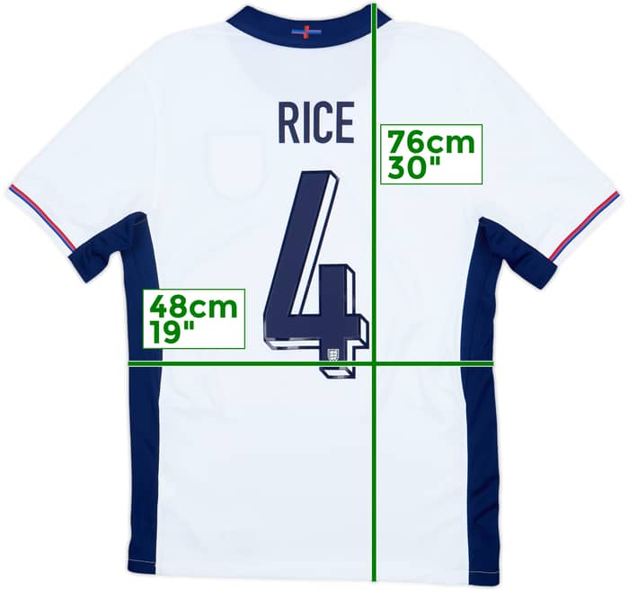 2024-25 England Home Shirt Rice #4 - 10/10 - (S)