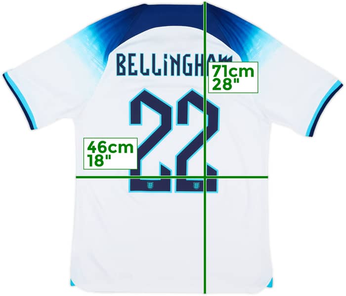 2022-23 England Home Shirt Bellingham #22 - 7/10 - (S)
