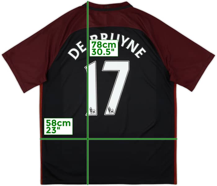 2016-17 Manchester City Away Shirt De Bruyne #17 - 9/10 - (XL)