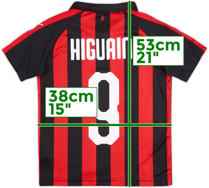 2018-19 AC Milan Home Shirt Higuain #9 - 10/10 - (S.Boys)