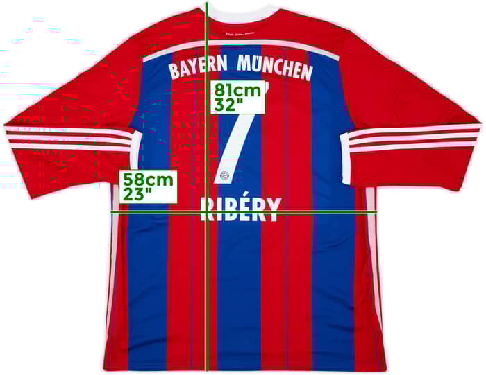 2014-15 Bayern Munich Home L/S Shirt Ribery #7 - 8/10 - (XXL)