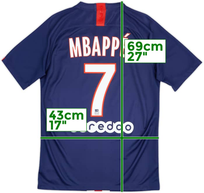 2019-20 Paris Saint-Germain Home Shirt Mbappe #7 - 8/10 - (S)
