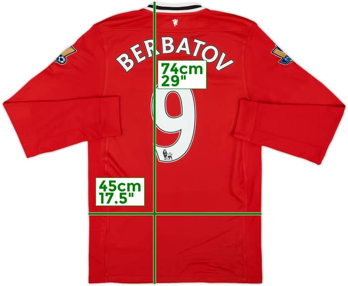 2011-12 Manchester United Home L/S Shirt Berbatov #9 - 6/10 - (S)