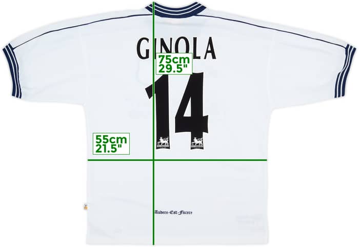 1997-99 Tottenham Home Shirt Ginola #14 - 9/10 - (L)