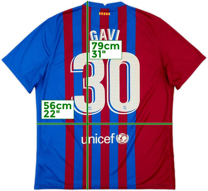 2021-22 Barcelona Home Shirt Gavi #30 - 9/10 - (XL)