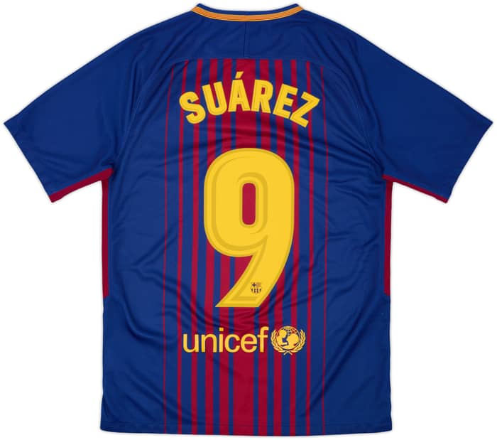 2017-18 Barcelona Home Shirt Suarez #9 - 10/10 - (S)