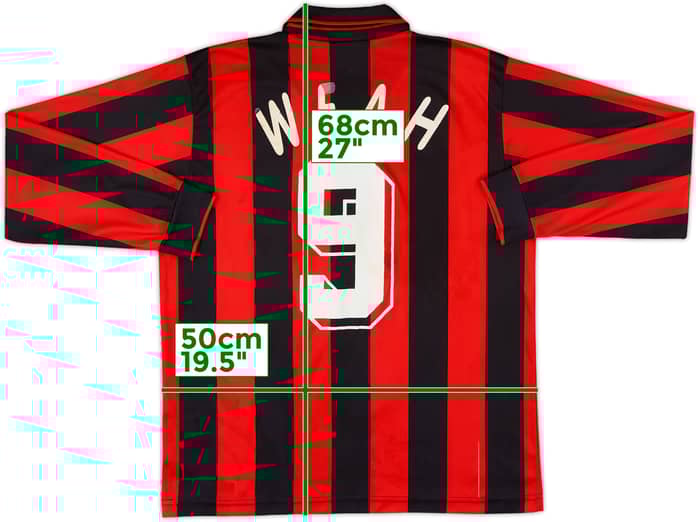 1994-95 AC Milan Home L/S Shirt Weah #9 - 6/10 - (M)