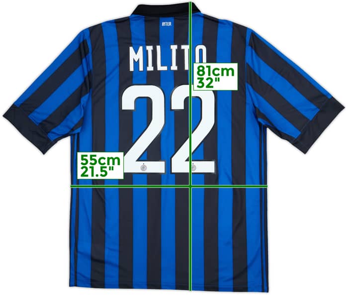 2011-12 Inter Milan Home Shirt Milito #22 - 10/10 - (L)