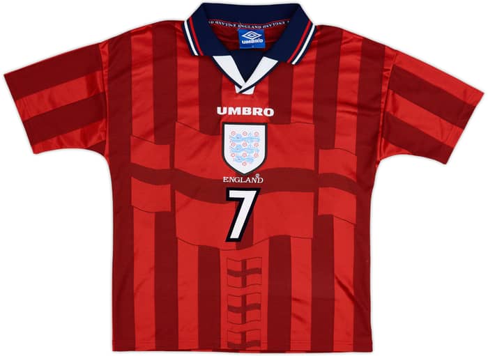 1997-99 England Away Shirt Beckham #7 - 9/10 - (Y)