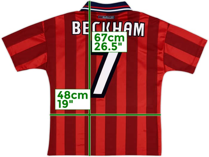 1997-99 England Away Shirt Beckham #7 - 9/10 - (Y)