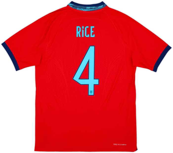 Camiseta de visitante auténtica de Inglaterra 2022-23 Rice #4 - 8/10 - (M)