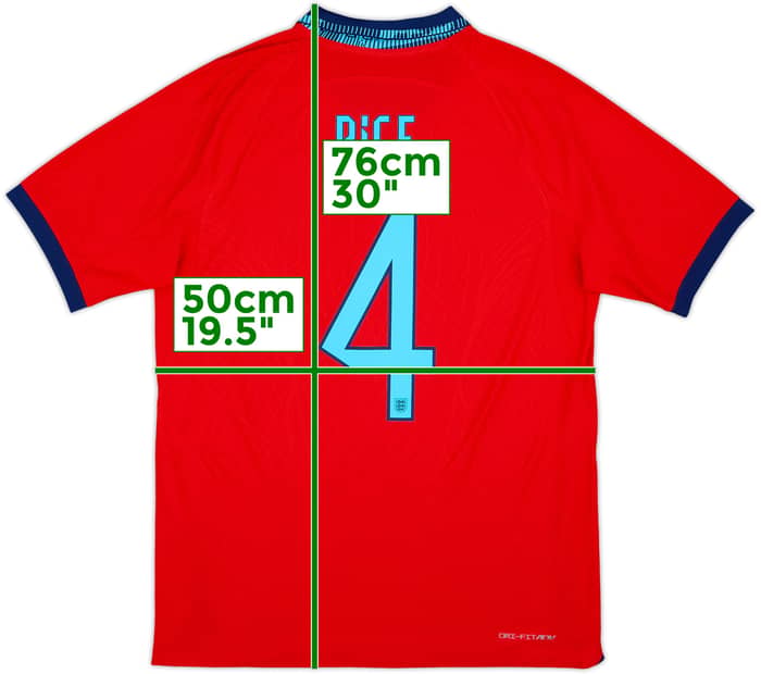 Camiseta de visitante auténtica de Inglaterra 2022-23 Rice #4 - 8/10 - (M)