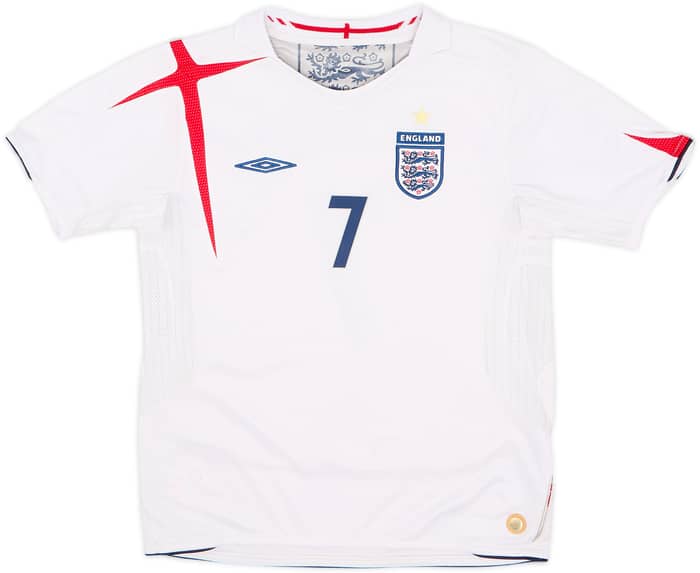 2005-07 England Home Shirt Beckham #7 - 7/10 - (M.Boys)