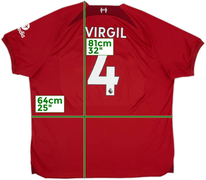 2022-23 Liverpool Home Shirt Virgil #4 - 9/10 - (XXL)
