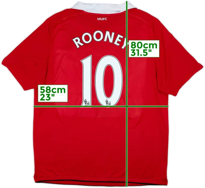 2010-11 Manchester United Home Shirt Rooney #10 - 6/10 - (XL)