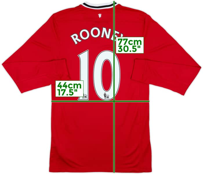 2011-12 Manchester United Home L/S Shirt Rooney #10 - 8/10 - (S)
