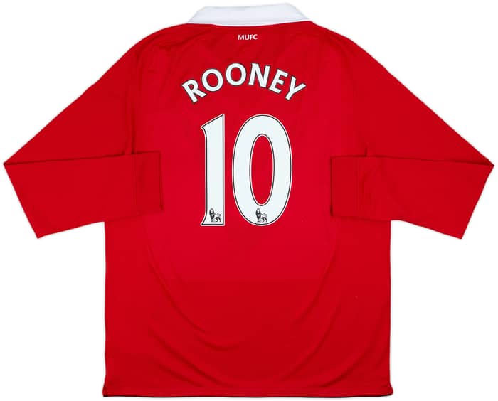 2010-11 Manchester United Home L/S Shirt Rooney #10 - 9/10 - (XL)