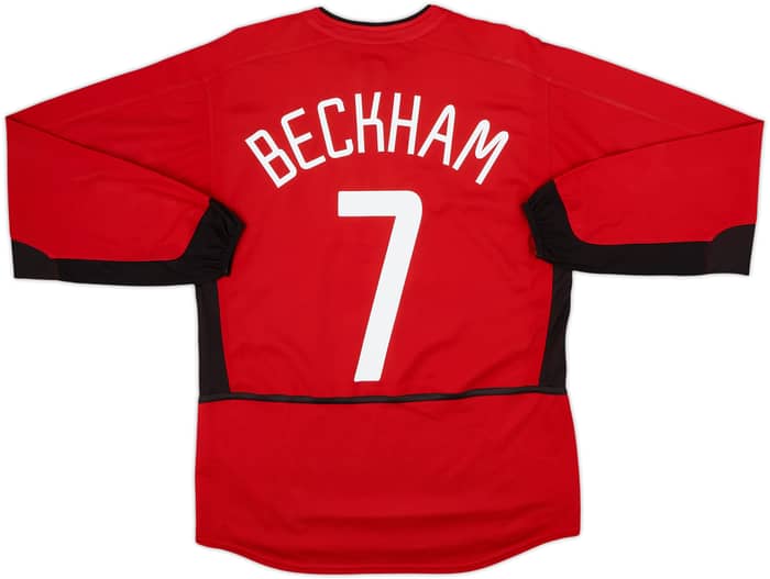 2002-04 Manchester United Home L/S Shirt Beckham #7 - 8/10 - (S)