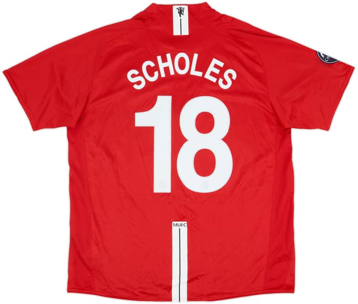 2007-09 Manchester United Home Shirt Scholes #18 - 8/10 - (XL)