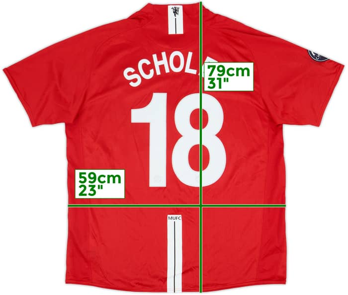 2007-09 Manchester United Home Shirt Scholes #18 - 8/10 - (XL)