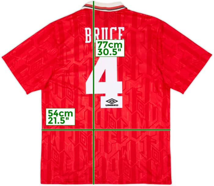 1992-94 Manchester United Home Shirt Bruce #4 - 5/10 - (XL)