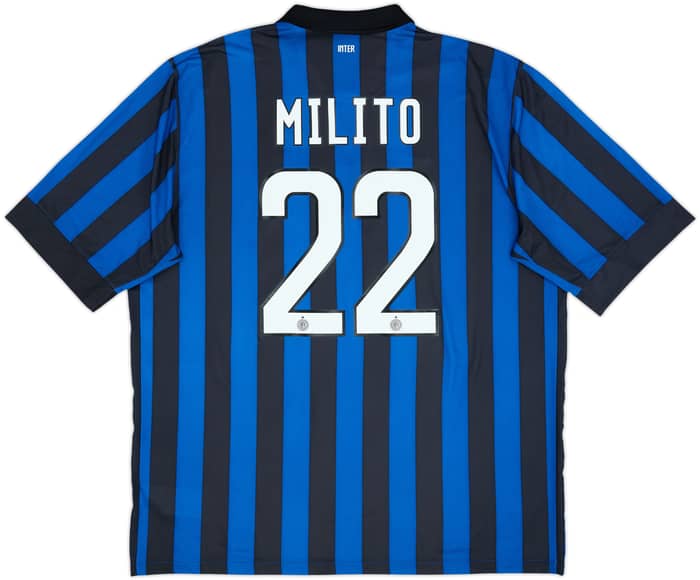 2011-12 Inter Milan Home Shirt Milito #22 - 9/10 - (XXL)