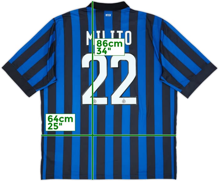 2011-12 Inter Milan Home Shirt Milito #22 - 9/10 - (XXL)