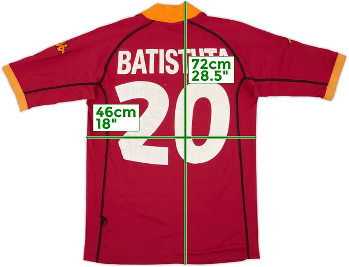 2001-02 Roma Home Shirt Batistuta #20 - 6/10 - (L)