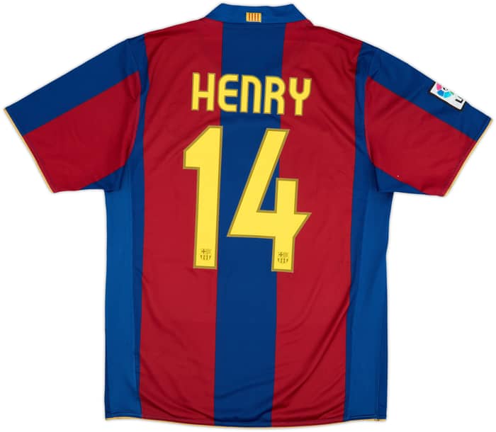 2007-08 Barcelona Home Shirt Henry #14 - 8/10 - (M)