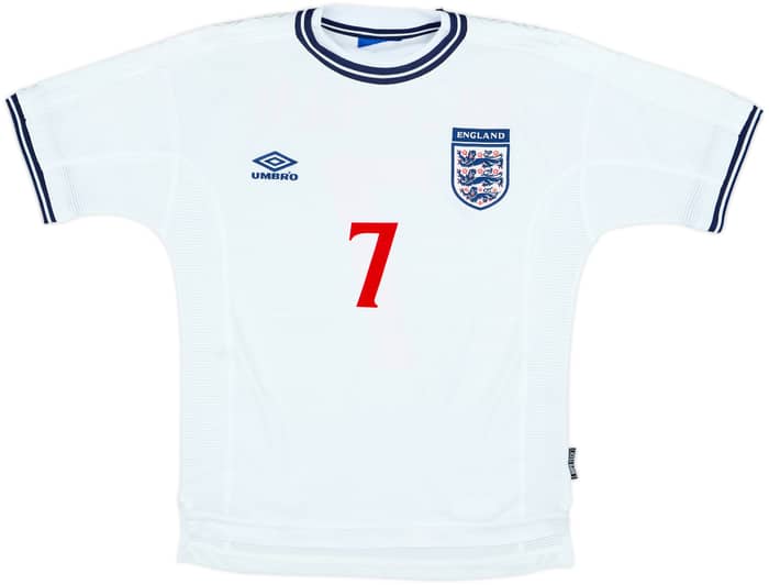 1999-01 England Home Shirt Beckham #7 - 8/10 - (Y)