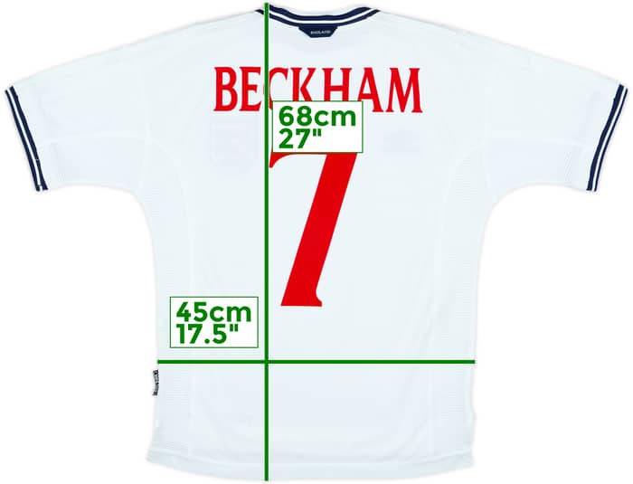 1999-01 England Home Shirt Beckham #7 - 8/10 - (Y)