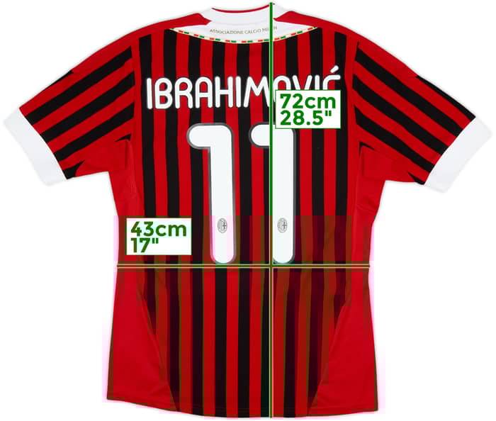 2011-12 AC Milan Home Shirt Ibrahimovic #11 - 7/10 - (S)